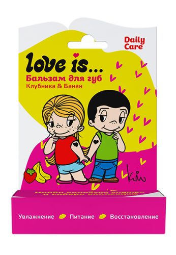 GALANT COSMETIC бальзам д/губ love is…клубника-банан/жевательная резинка 4,2г